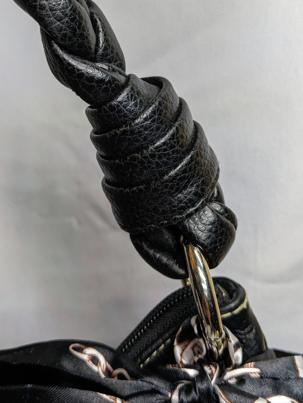 Lauren Ralph Lauren Black Leather Shoulder Bag With Chunky Braided Strap, EUC - Picture 4 of 11